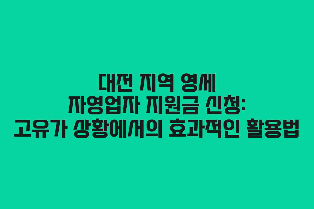 대전 지역 영세 자영업자 지원금 신청: 고유가 상황에서의 효과적인 활용법
