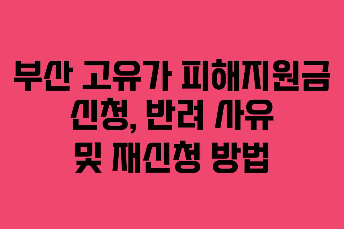 부산 고유가 피해지원금 신청, 반려 사유 및 재신청 방법