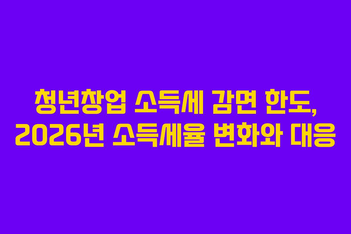 청년창업 소득세 감면 한도, 2026년 소득세율 변화와 대응