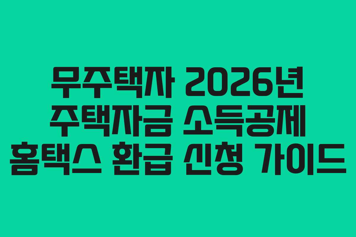 무주택자 2026년 주택자금 소득공제 홈택스 환급 신청 가이드