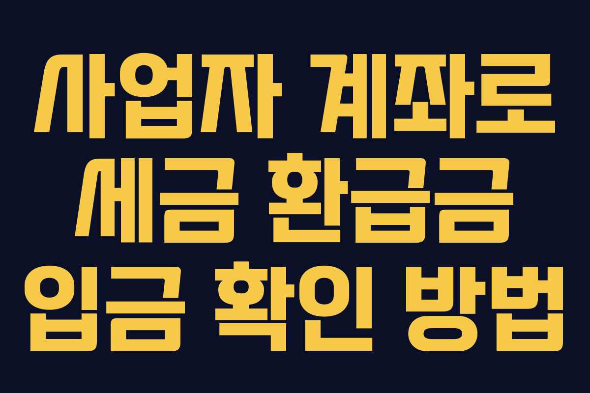 사업자 계좌로 세금 환급금 입금 확인 방법