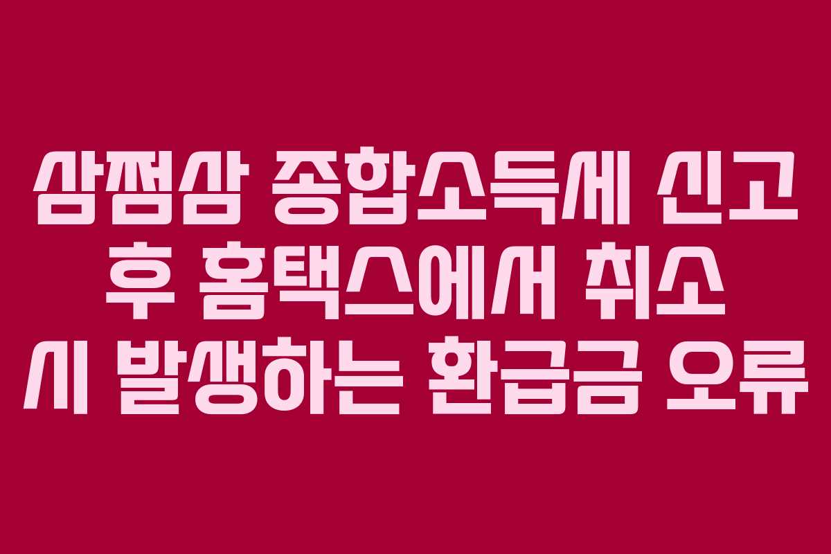 삼쩜삼 종합소득세 신고 후 홈택스에서 취소 시 발생하는 환급금 오류