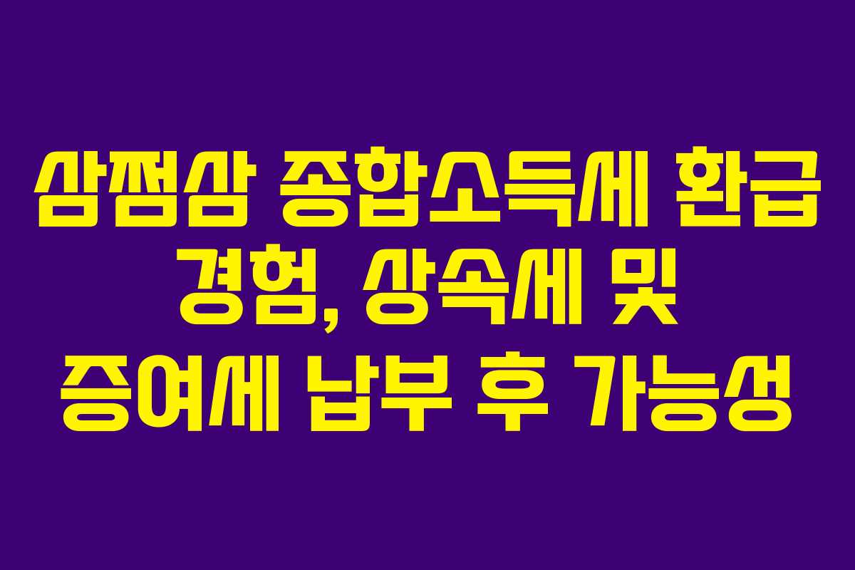 삼쩜삼 종합소득세 환급 경험, 상속세 및 증여세 납부 후 가능성