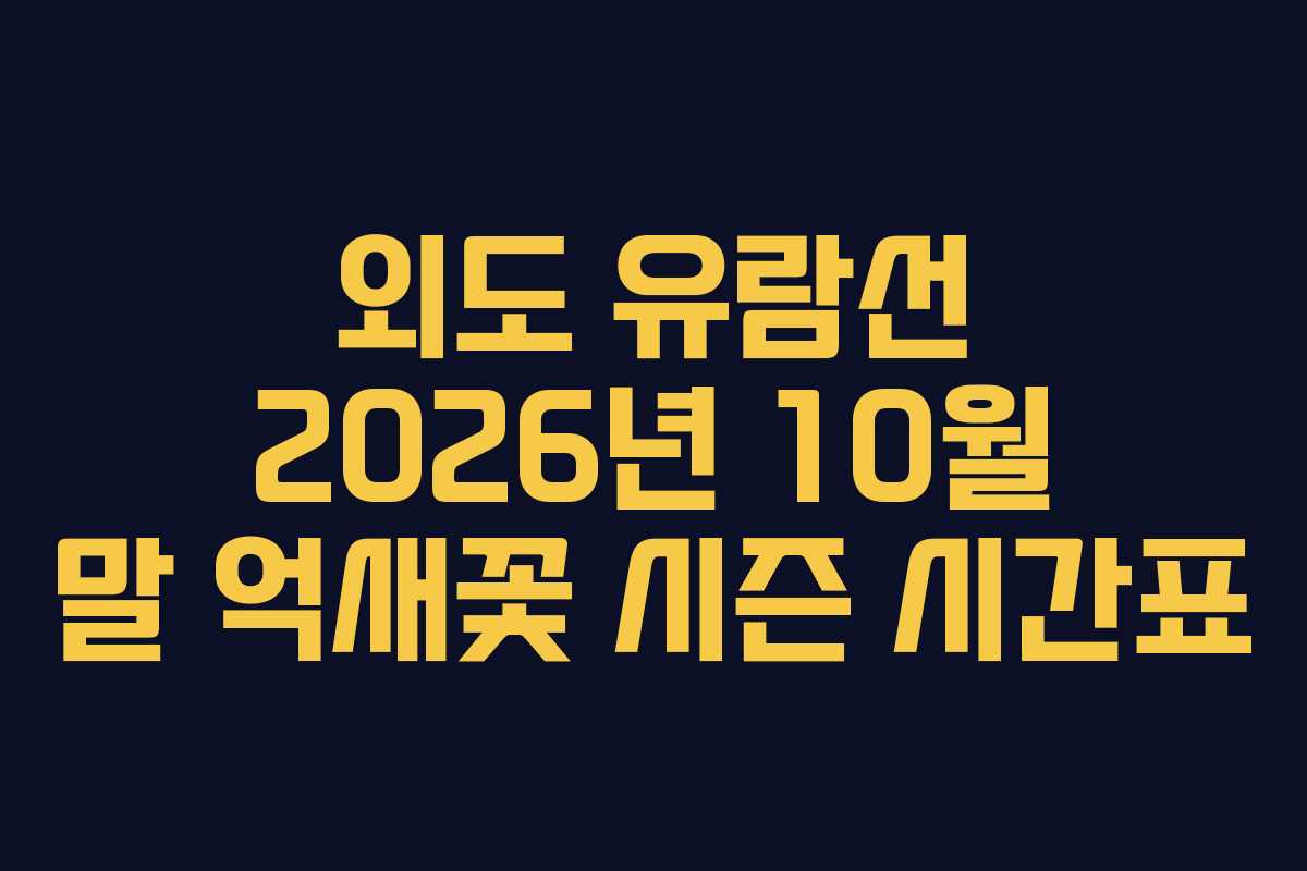 외도 유람선 2026년 10월 말 억새꽃 시즌 시간표