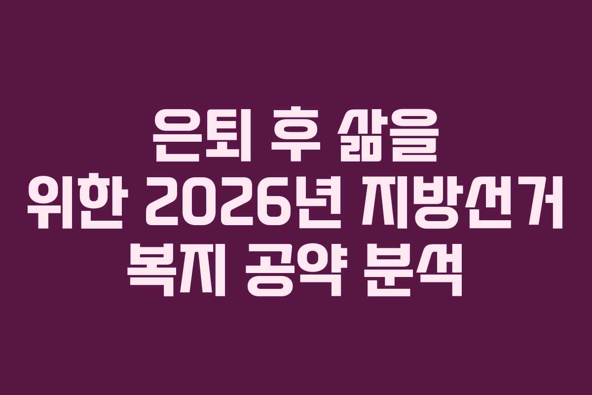 은퇴 후 삶을 위한 2026년 지방선거 복지 공약 분석