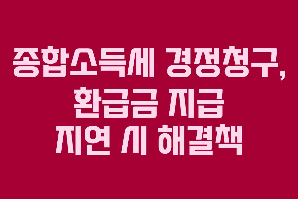종합소득세 경정청구, 환급금 지급 지연 시 해결책