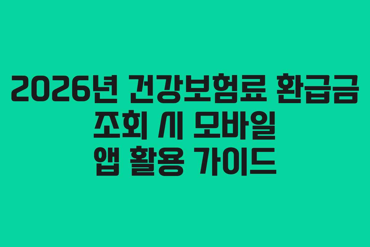 2026년 건강보험료 환급금 조회 시 모바일 앱 활용 가이드