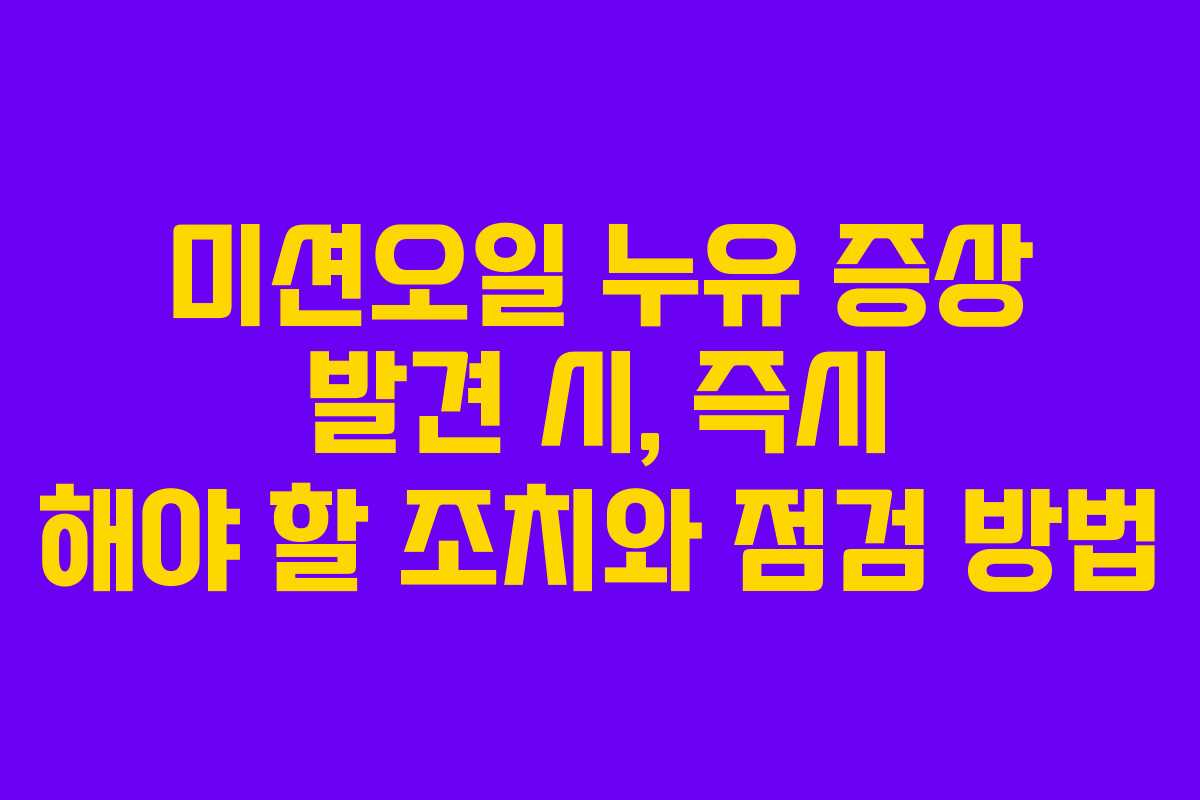 미션오일 누유 증상 발견 시, 즉시 해야 할 조치와 점검 방법