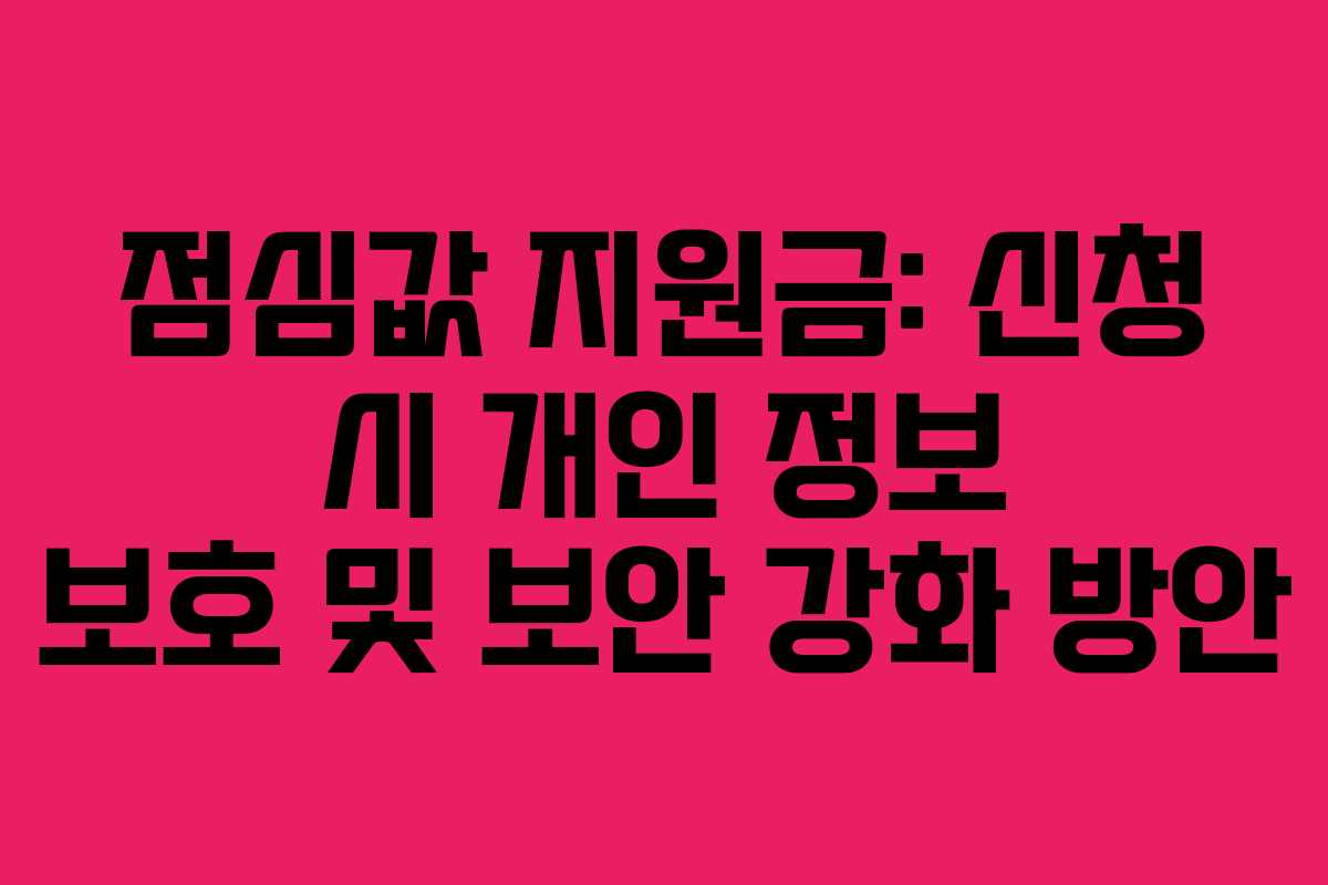 점심값 지원금: 신청 시 개인 정보 보호 및 보안 강화 방안