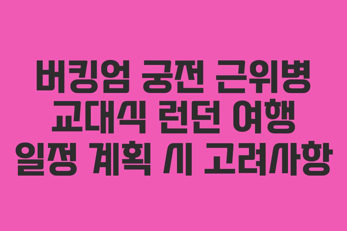 버킹엄 궁전 근위병 교대식 런던 여행 일정 계획 시 고려사항