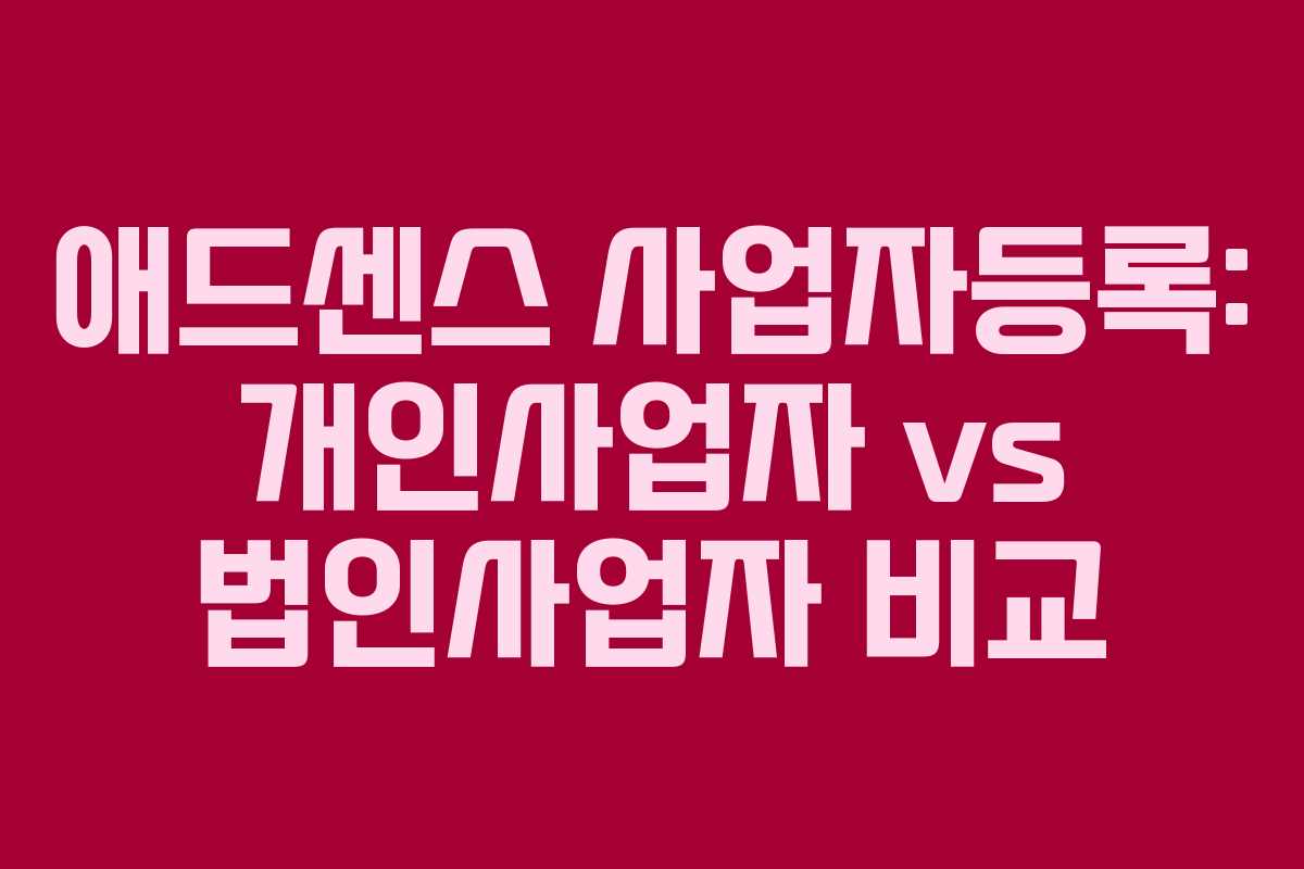 애드센스 사업자등록: 개인사업자 vs 법인사업자 비교