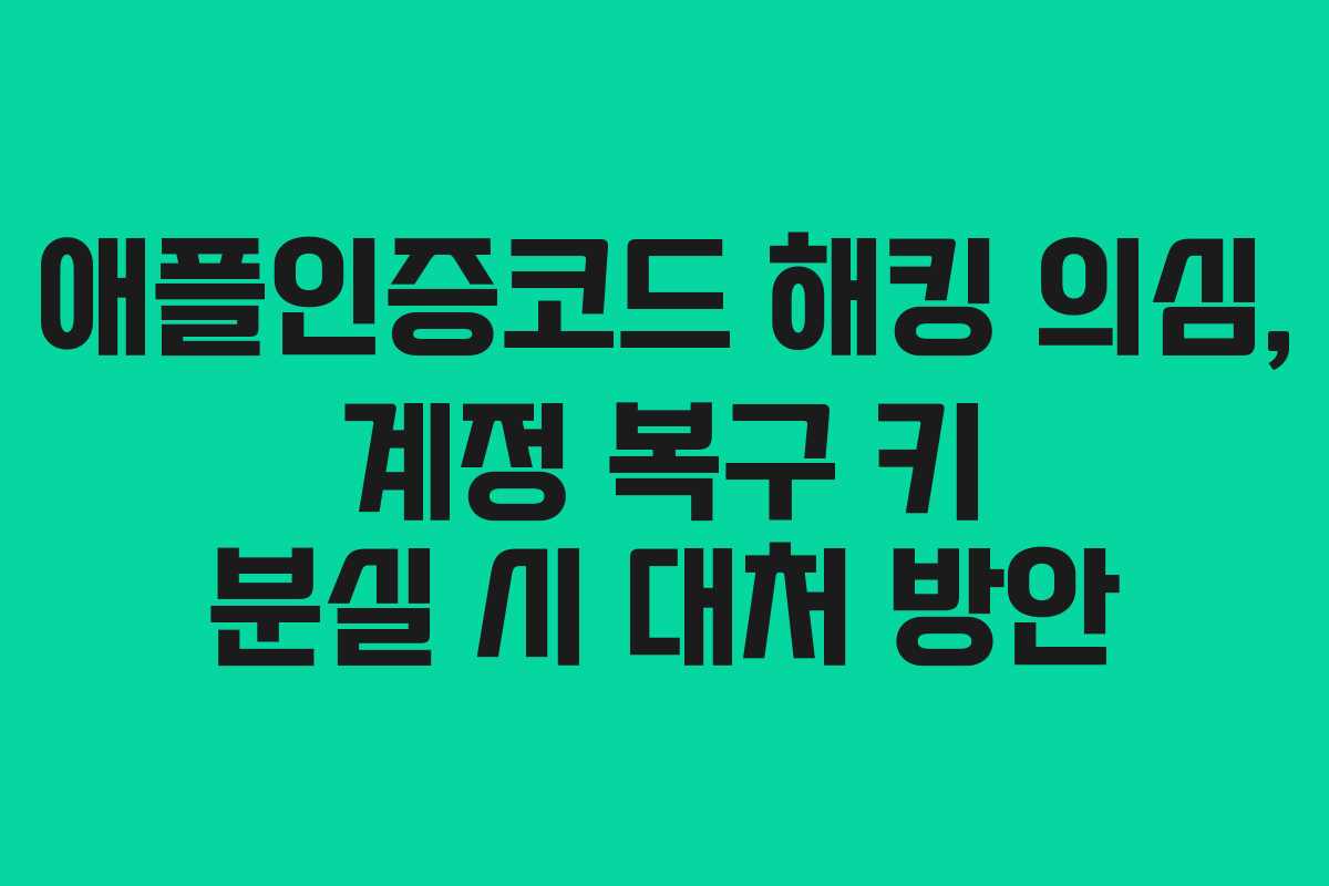 애플인증코드 해킹 의심, 계정 복구 키 분실 시 대처 방안
