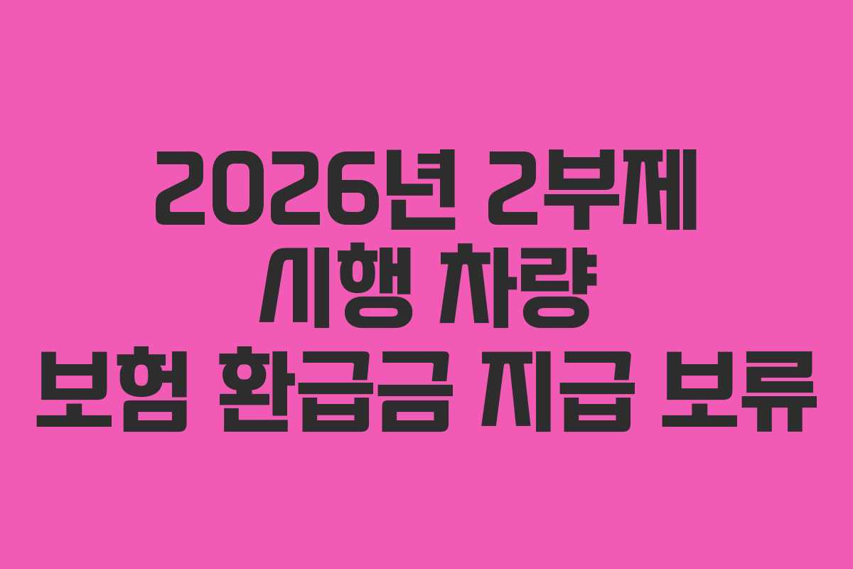 2026년 2부제 시행 차량 보험 환급금 지급 보류