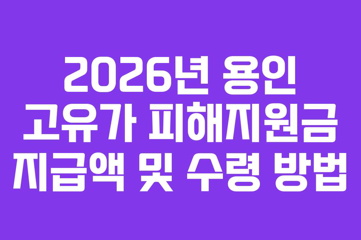 2026년 용인 고유가 피해지원금 지급액 및 수령 방법
