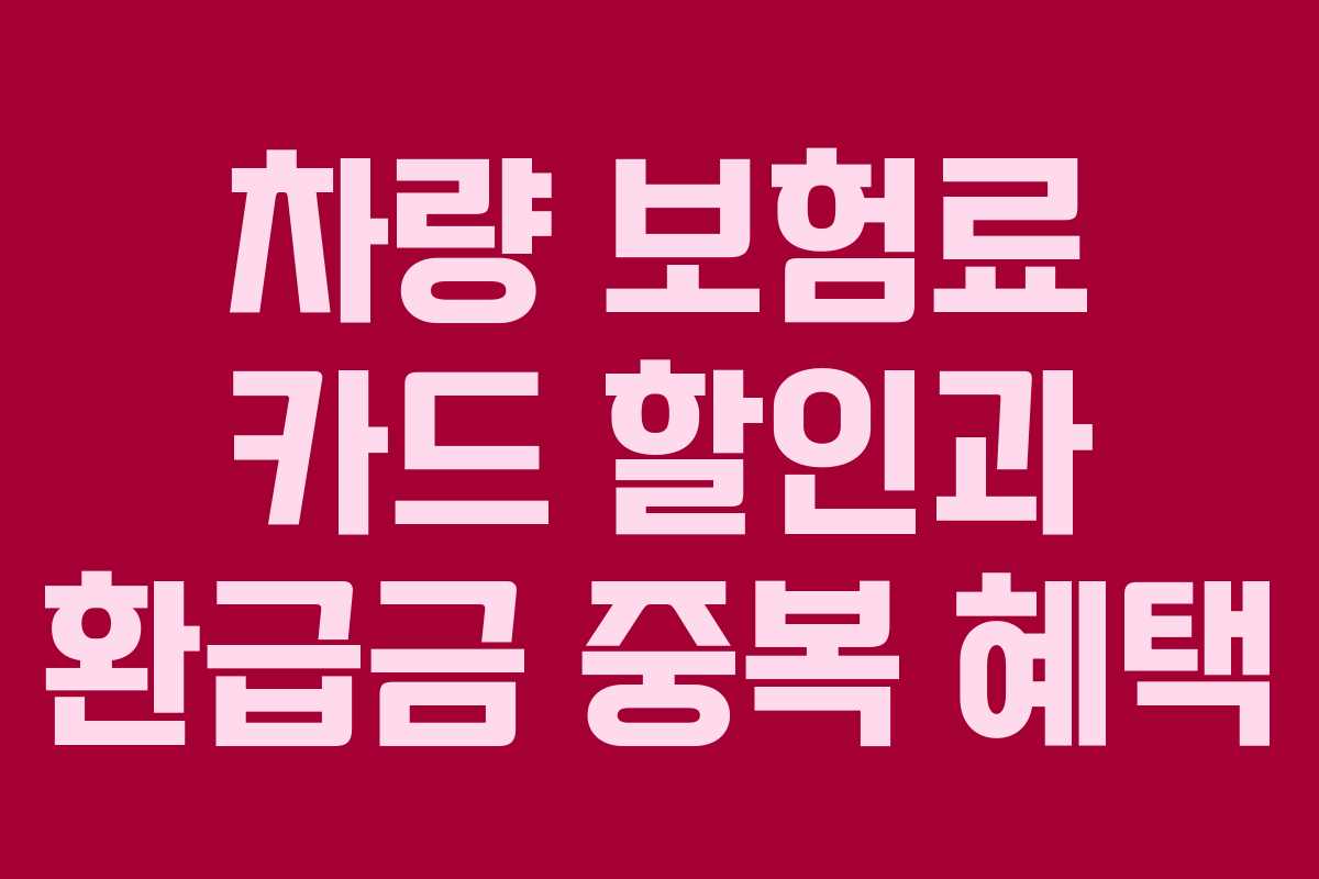 차량 보험료 카드 할인과 환급금 중복 혜택
