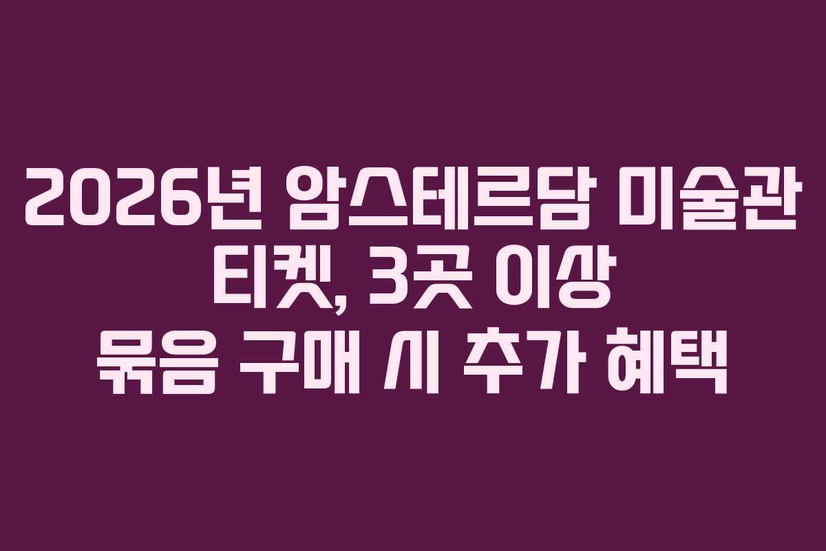 2026년 암스테르담 미술관 티켓, 3곳 이상 묶음 구매 시 추가 혜택