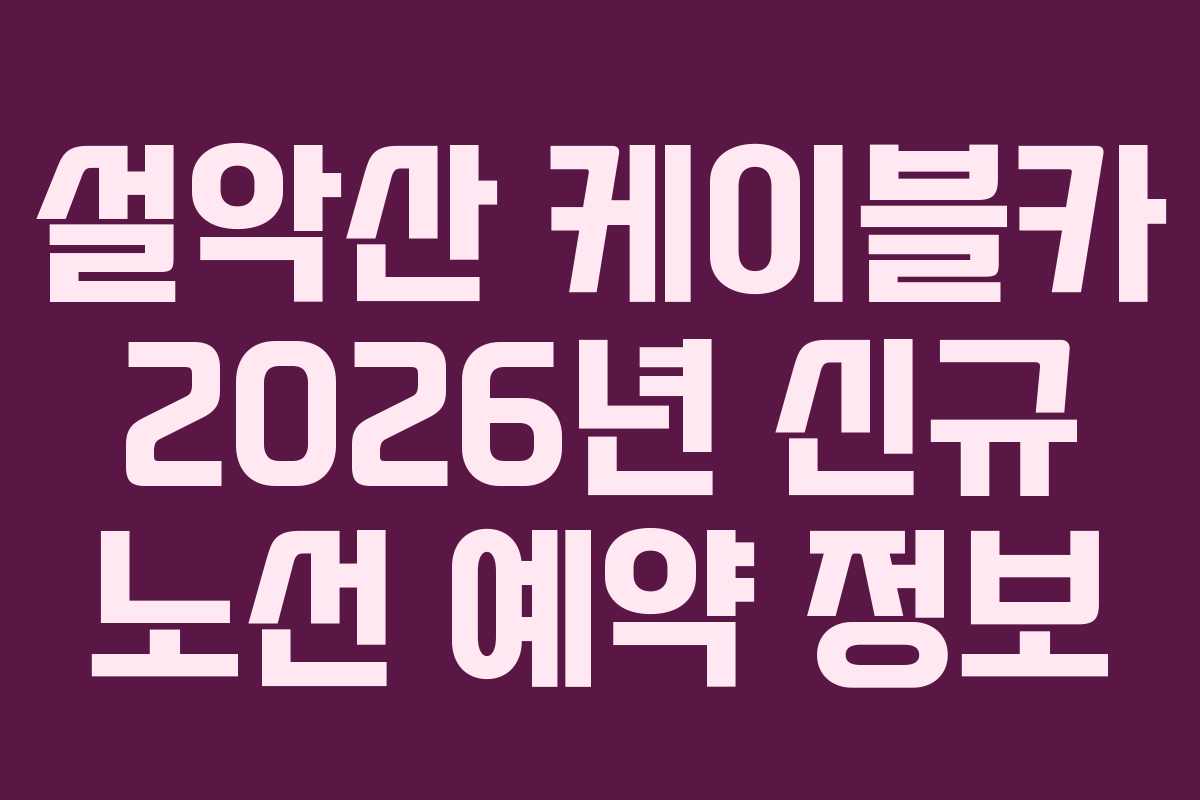설악산 케이블카 2026년 신규 노선 예약 정보