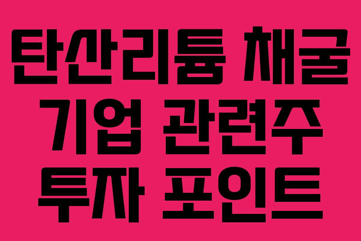 탄산리튬 채굴 기업 관련주 투자 포인트