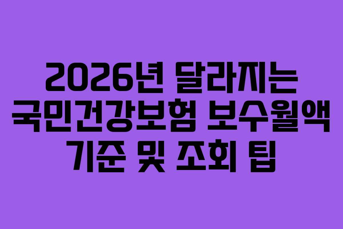 2026년 달라지는 국민건강보험 보수월액 기준 및 조회 팁
