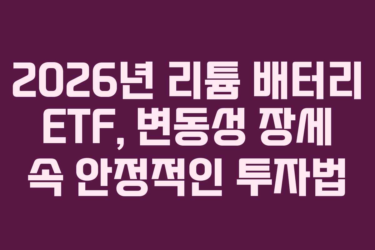 2026년 리튬 배터리 ETF, 변동성 장세 속 안정적인 투자법