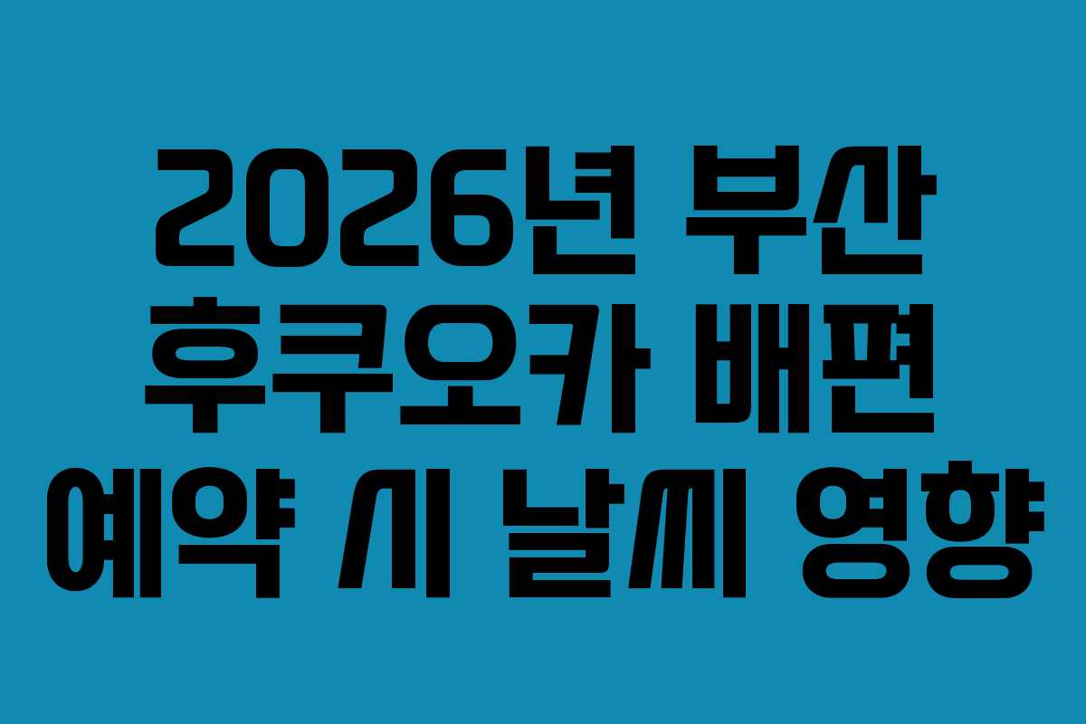 2026년 부산 후쿠오카 배편 예약 시 날씨 영향