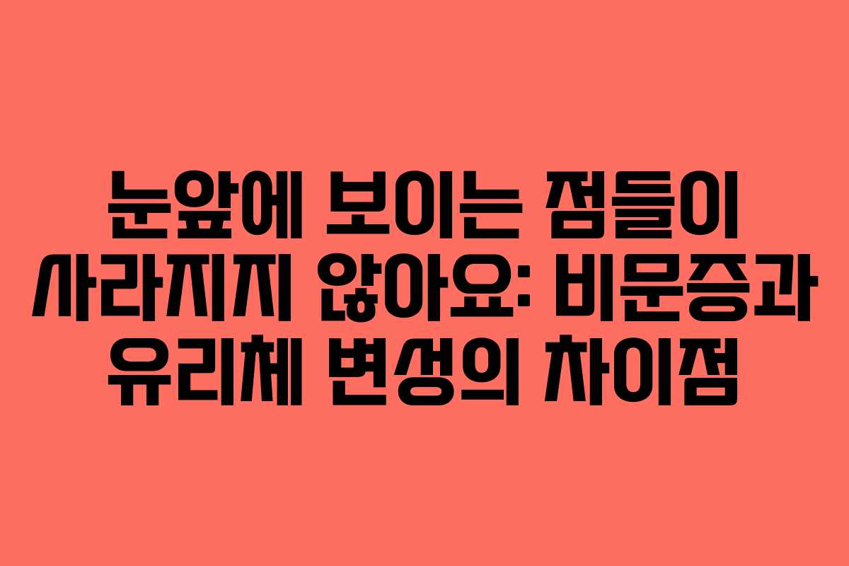 눈앞에 보이는 점들이 사라지지 않아요: 비문증과 유리체 변성의 차이점 눈앞에 보이는 점들이 사라지지 않아요: 비문증과 유리체 변성의 차이점