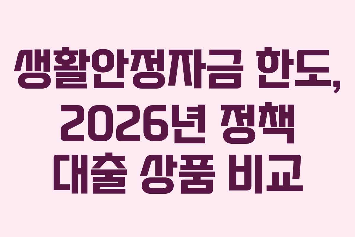 생활안정자금 한도, 2026년 정책 대출 상품 비교