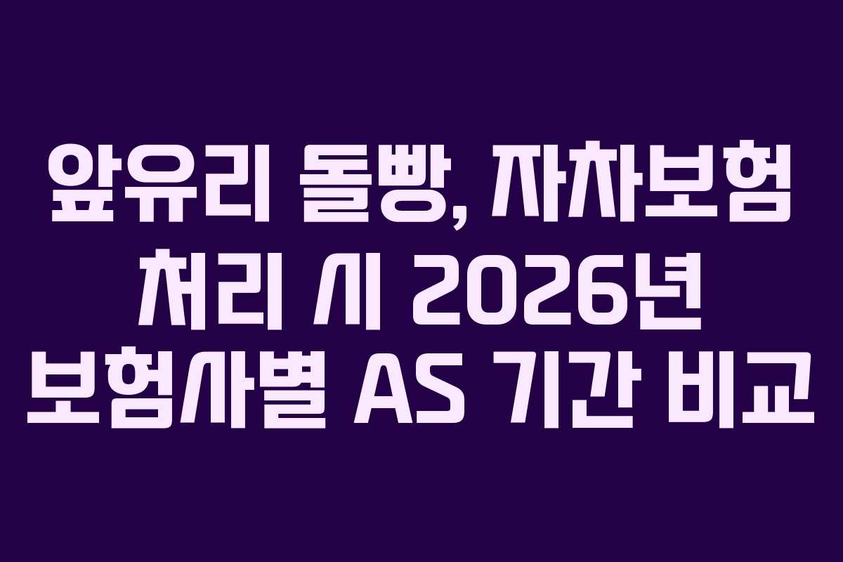앞유리 돌빵, 자차보험 처리 시 2026년 보험사별 AS 기간 비교