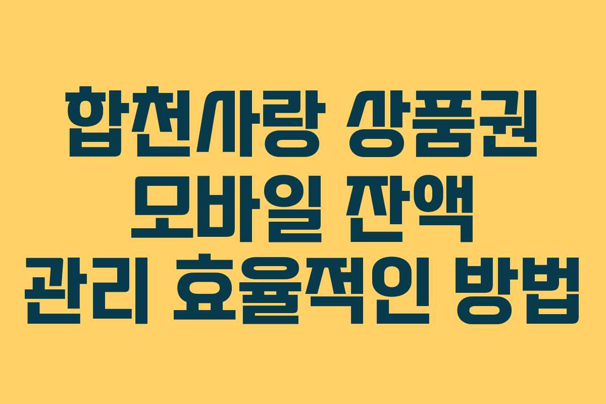 합천사랑 상품권 모바일 잔액 관리 효율적인 방법
