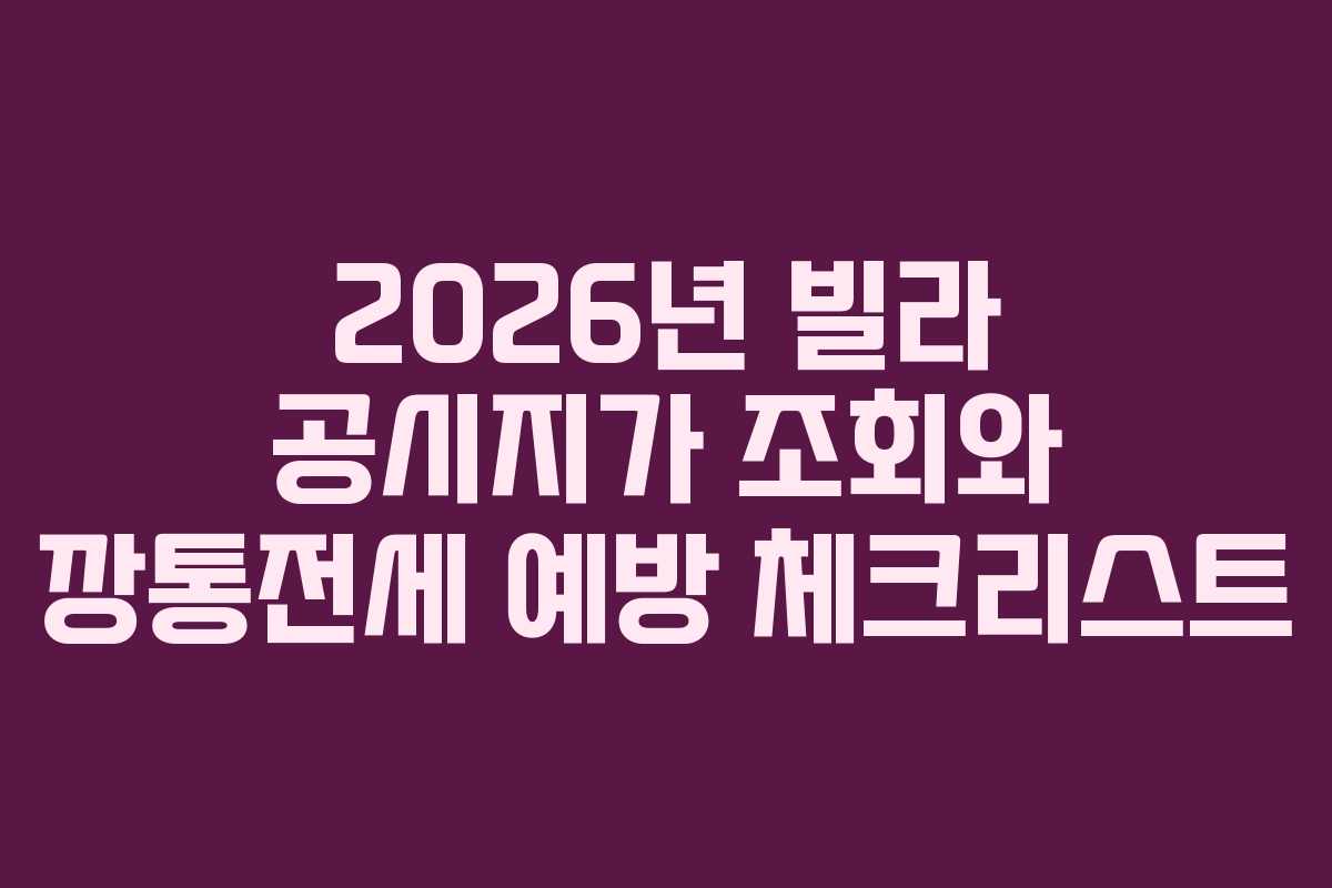 2026년 빌라 공시지가 조회와 깡통전세 예방 체크리스트
