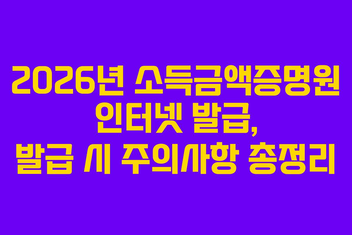 2026년 소득금액증명원 인터넷 발급, 발급 시 주의사항 총정리
