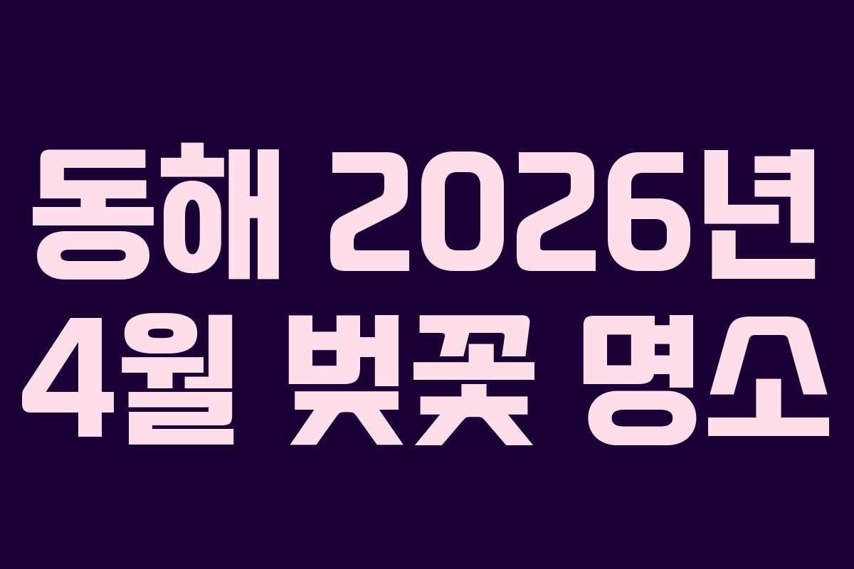 동해 2026년 4월 벚꽃 명소 동해 2026년 4월 벚꽃 명소
