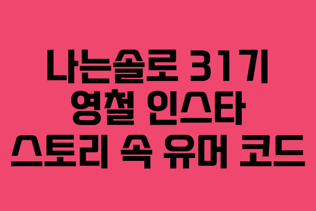 나는솔로 31기 영철 인스타 스토리 속 유머 코드