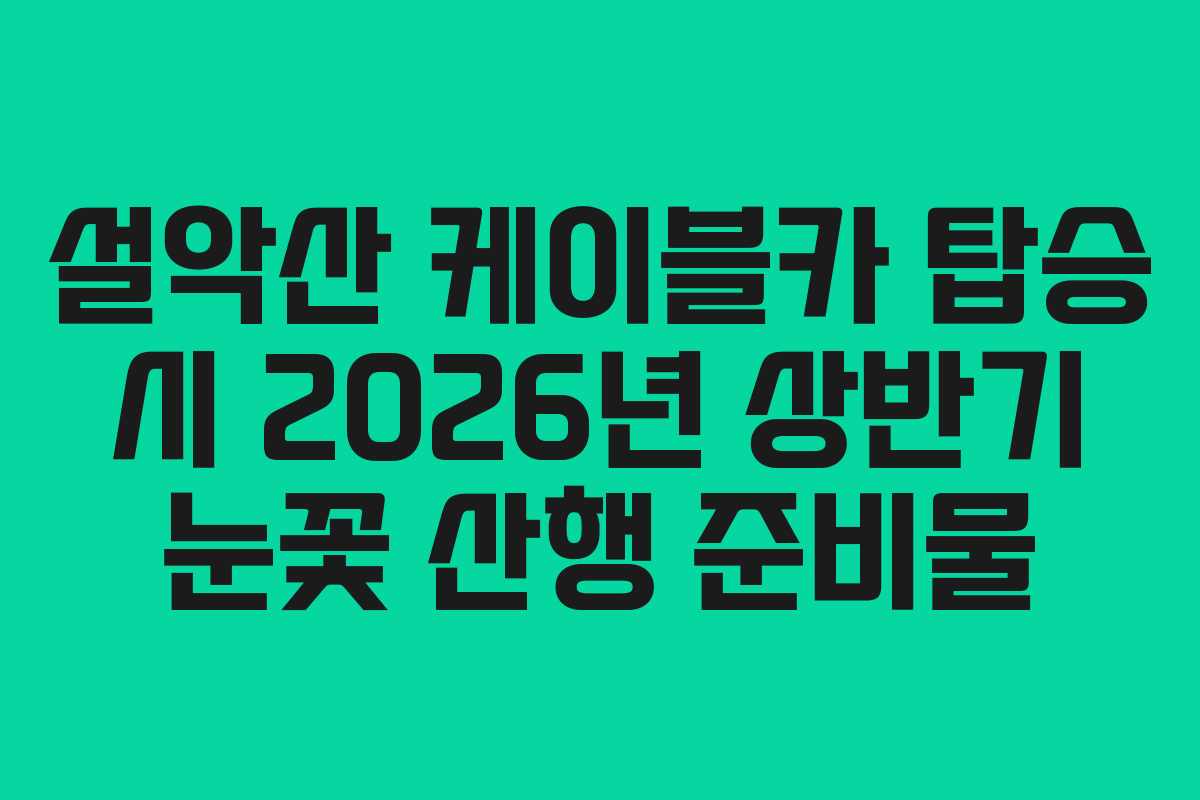설악산 케이블카 탑승 시 2026년 상반기 눈꽃 산행 준비물