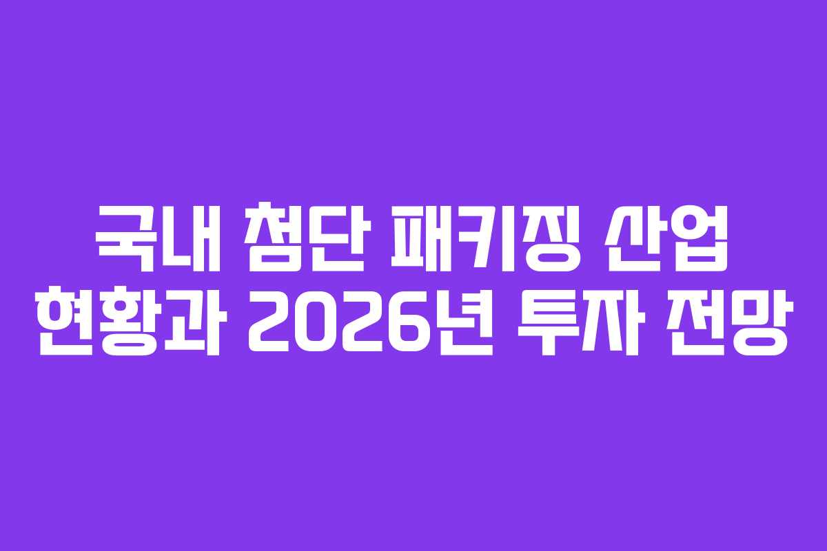 국내 첨단 패키징 산업 현황과 2026년 투자 전망