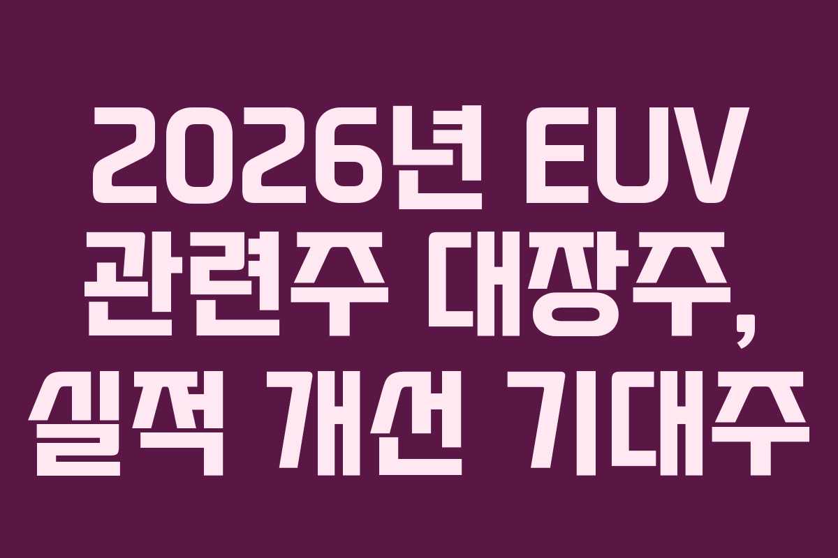 2026년 EUV 관련주 대장주, 실적 개선 기대주