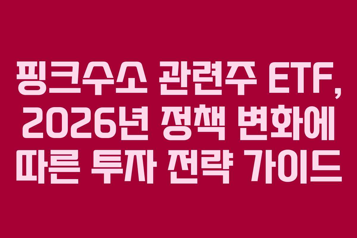 핑크수소 관련주 ETF, 2026년 정책 변화에 따른 투자 전략 가이드 핑크수소 관련주 ETF, 2026년 정책 변화에 따른 투자 전략 가이드