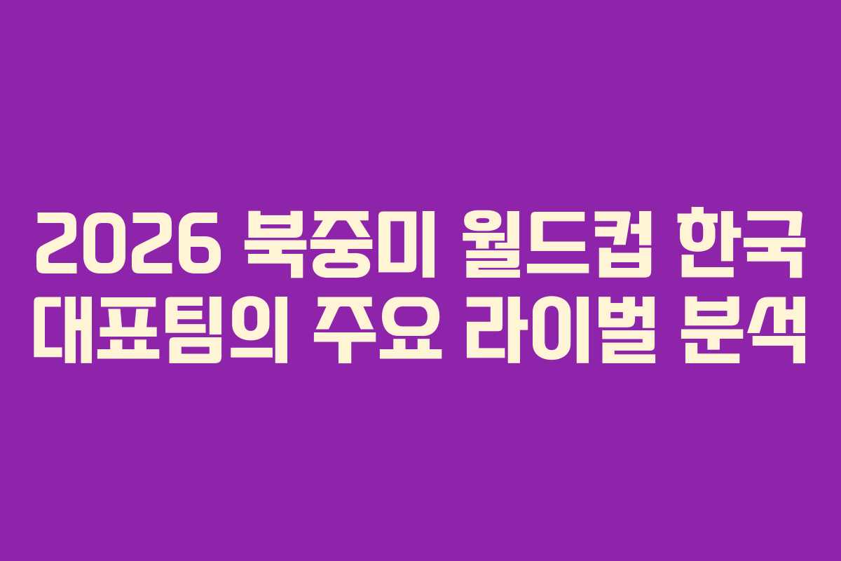 2026 북중미 월드컵 한국 대표팀의 주요 라이벌 분석