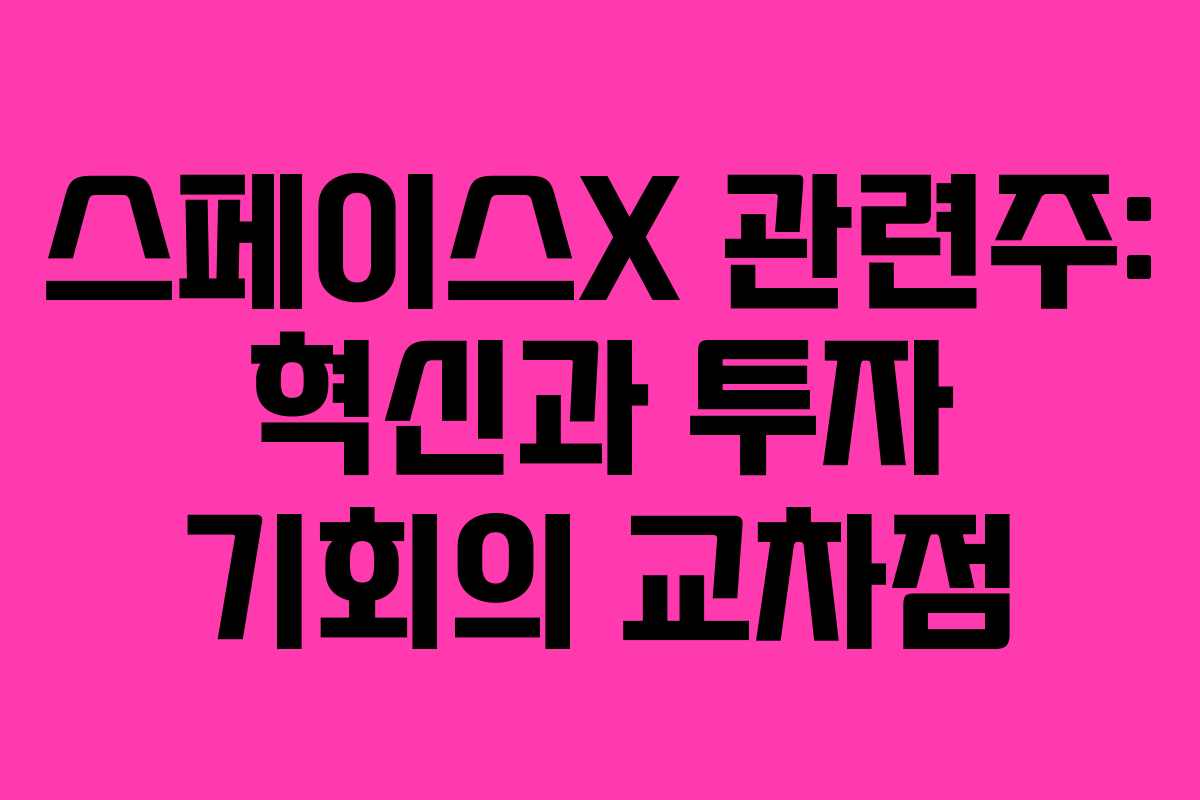 스페이스X 관련주: 혁신과 투자 기회의 교차점