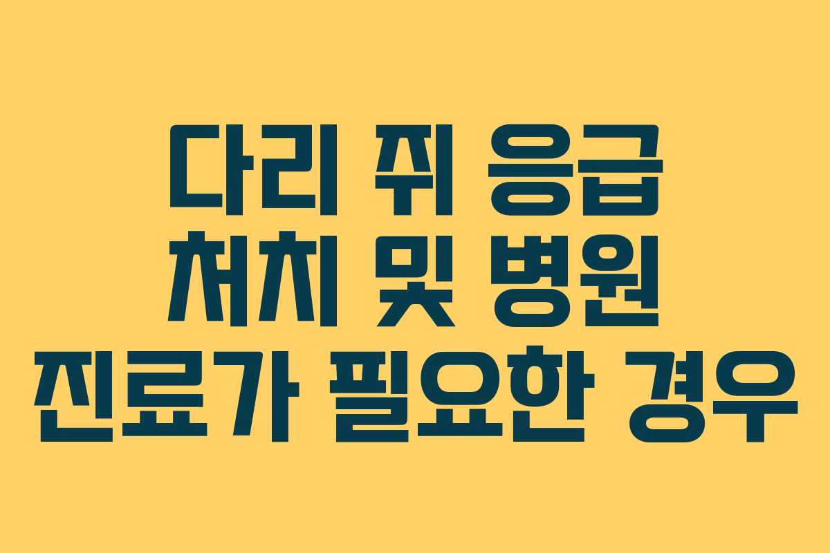 다리 쥐 응급 처치 및 병원 진료가 필요한 경우