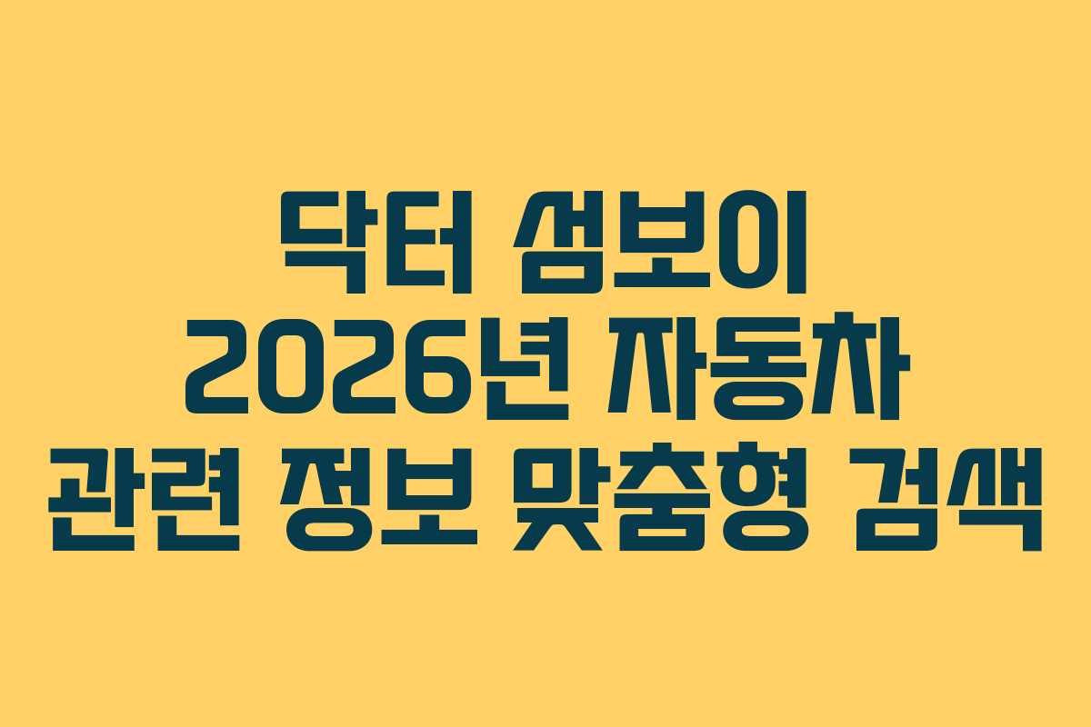 닥터 섬보이 2026년 자동차 관련 정보 맞춤형 검색