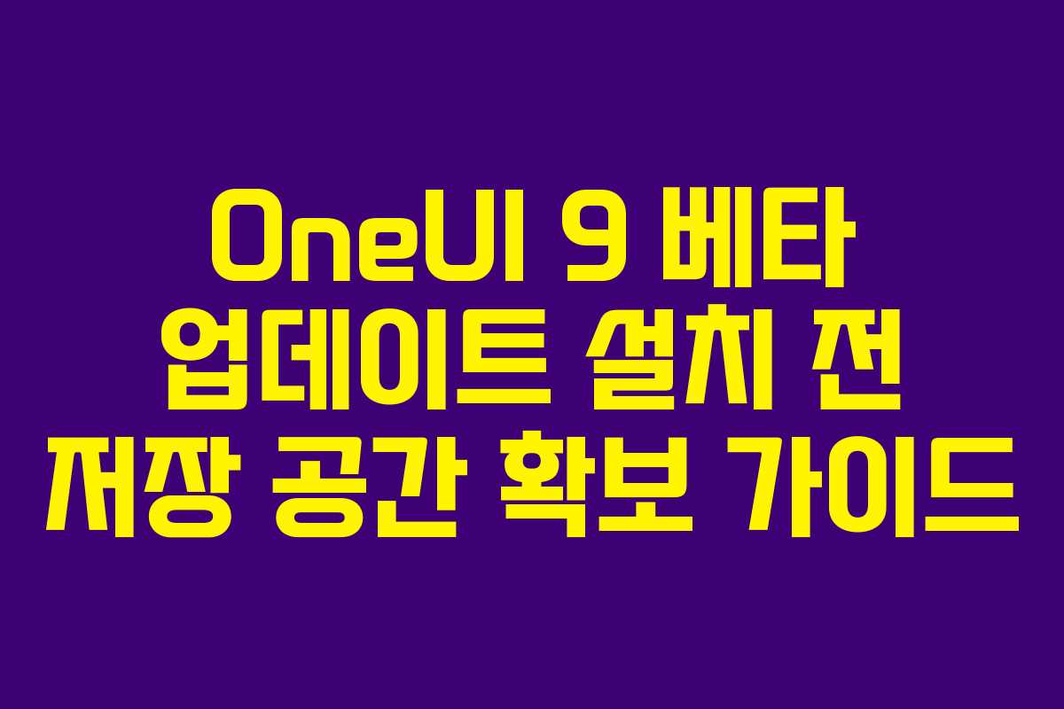 OneUI 9 베타 업데이트 설치 전 저장 공간 확보 가이드