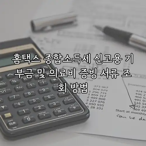 홈택스 종합소득세 신고용 기부금 및 의료비 증빙 서류 조회 방법