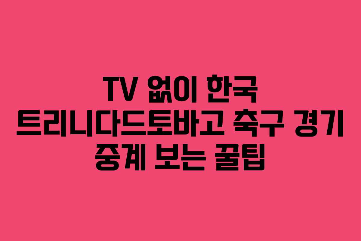TV 없이 한국 트리니다드토바고 축구 경기 중계 보는 꿀팁