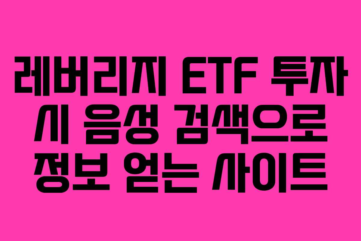 레버리지 ETF 투자 시 음성 검색으로 정보 얻는 사이트