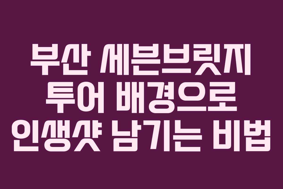 부산 세븐브릿지 투어 배경으로 인생샷 남기는 비법