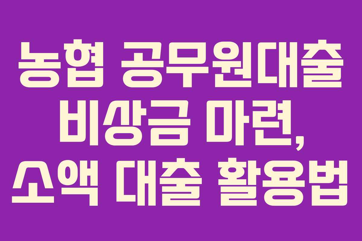 농협 공무원대출 비상금 마련, 소액 대출 활용법