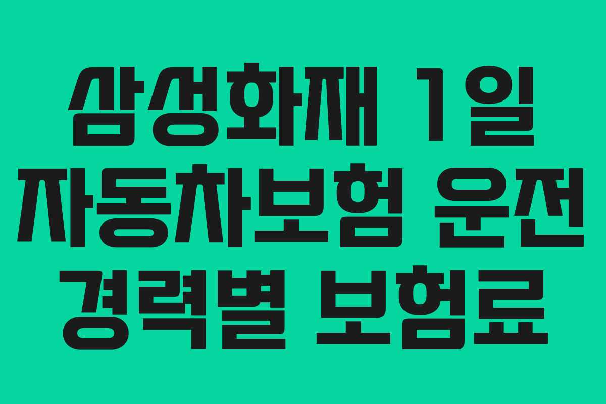 삼성화재 1일 자동차보험 운전 경력별 보험료