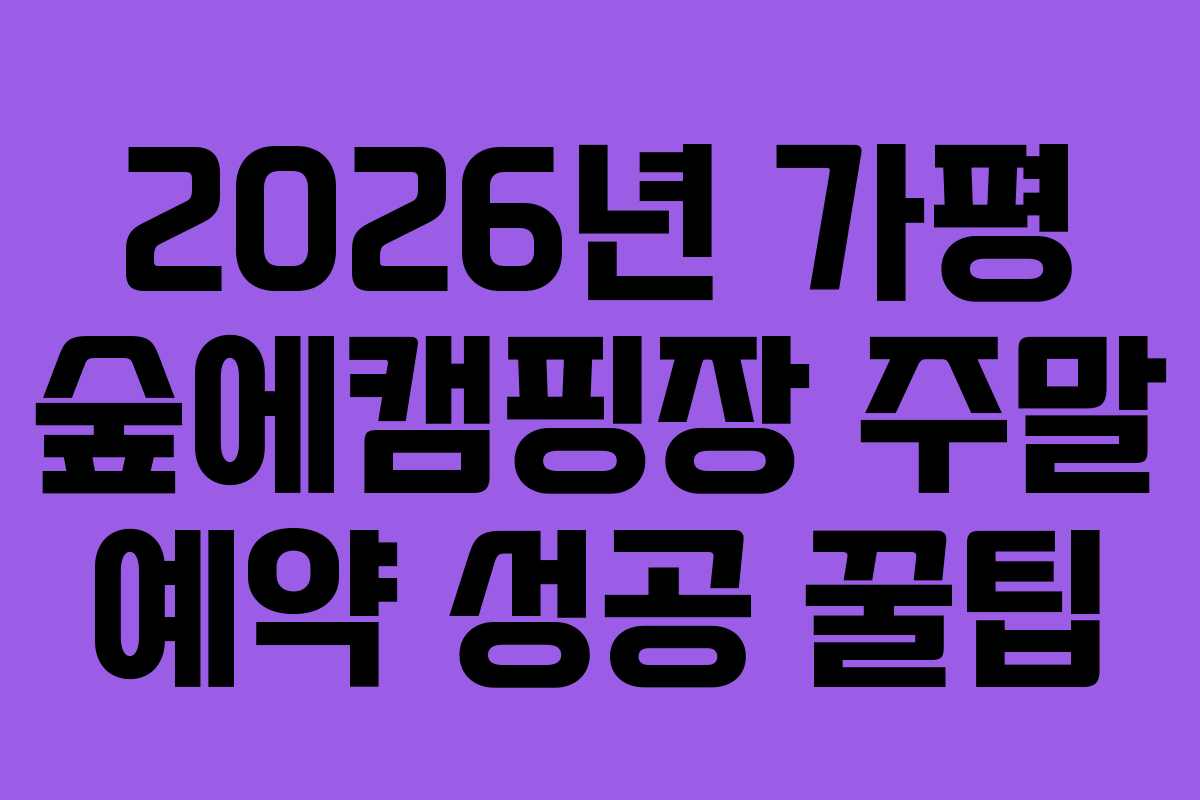 2026년 가평 숲에캠핑장 주말 예약 성공 꿀팁