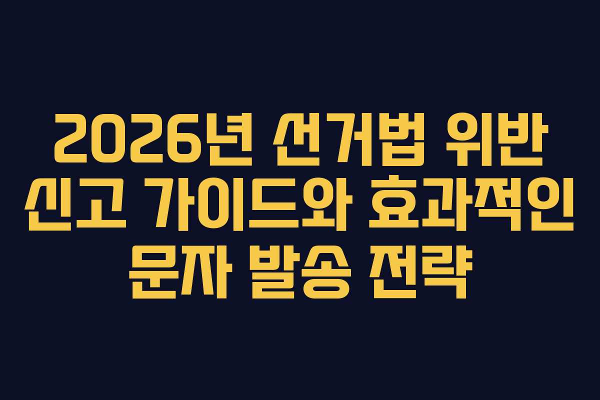 2026년 선거법 위반 신고 가이드와 효과적인 문자 발송 전략